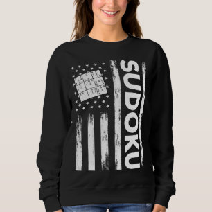 American Sudoku Puzzle Outfit USA Flag Sweatshirt