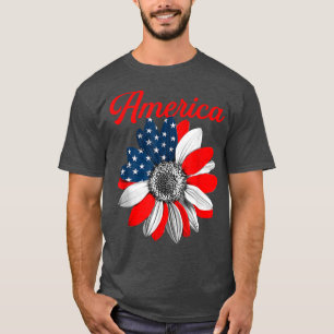 American Sunflower Blessed Thankful christian tee