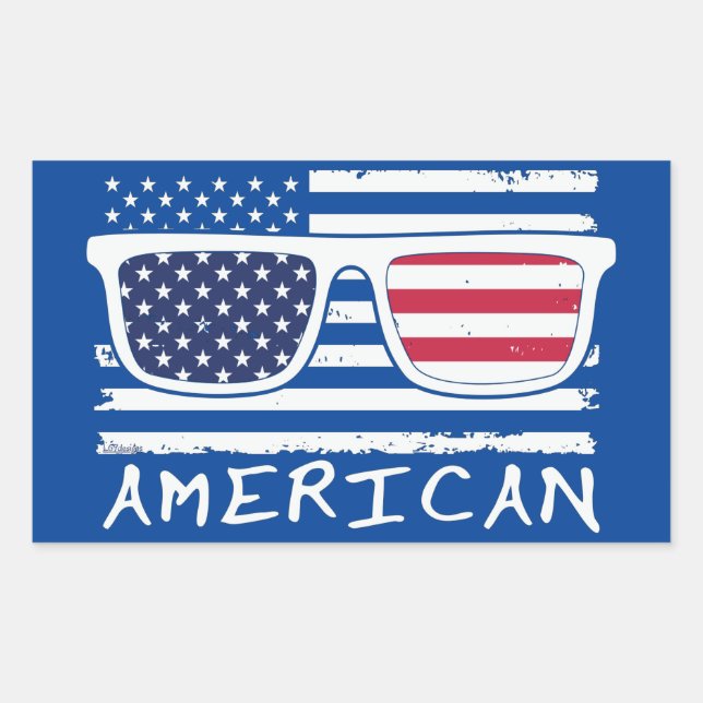 AMERICAN SUNGLASSES funny July 4th                 Rectangular Sticker (Front)