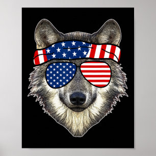 American Sungles Wolf 4th Of July Awesome Usa Gift Poster