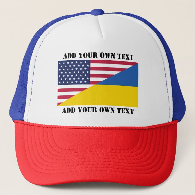American support towards Ukraine Throw Pillow Trucker Hat (Front)