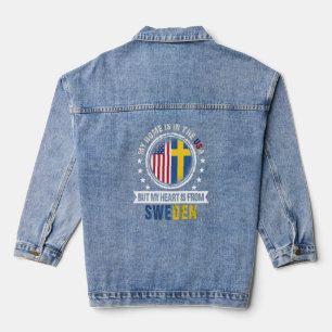 American Swedish Flag Heart from Sweden American P Denim Jacket