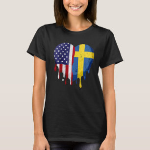 American Swedish Heritage Month Sweden Flag Heart T-Shirt