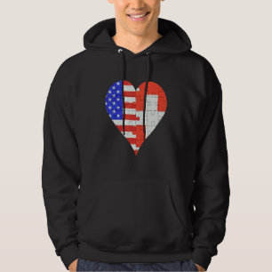 American Swiss Flag Heart Hoodie