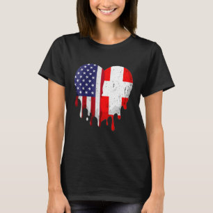 American Swiss Heritage Month Switzerland Flag Hea T-Shirt