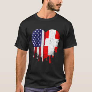 American Swiss Heritage Month Switzerland Flag Hea T-Shirt