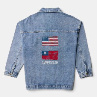 American + Taiwanese Awesome Usa And Taiwan Flags  Denim Jacket
