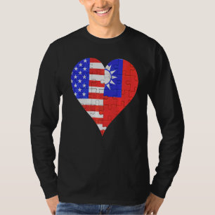 American Taiwanese Flag Heart T-Shirt