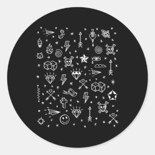 American Tattoo Flash, Traditional Tattoo Designs Classic Round Sticker
