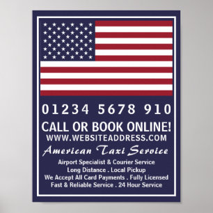 American Taxi Firm Flag Advertising Poster