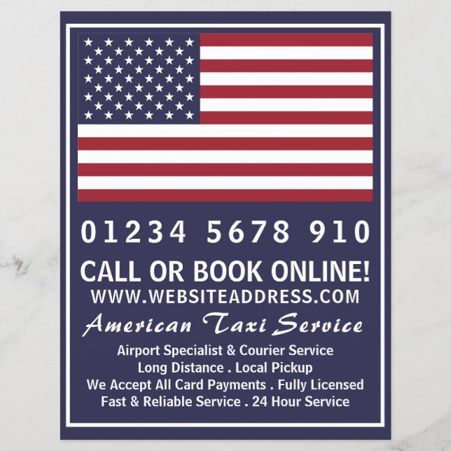 American Taxi Firm Flag with Price List Flyer (Front)