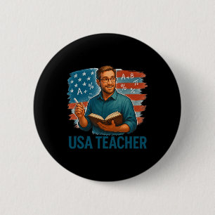 American Teacher Knowledge Education Pride 6 Cm Round Badge