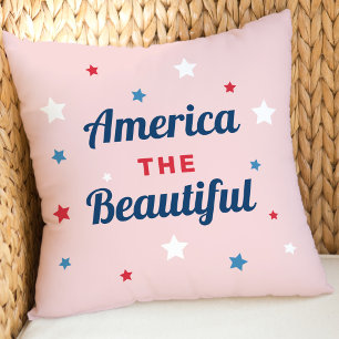 American the Beautiful Pink Fourth of July Cushion