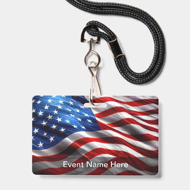American Theme Budget Event Badges ID Badge (Back with Lanyard)