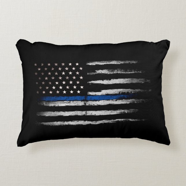 American Thin Blue Line flag Decorative Cushion (Front)