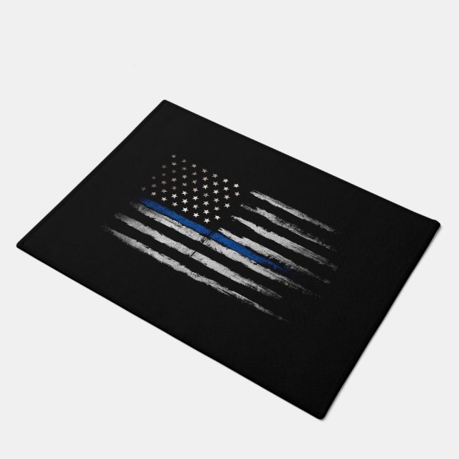 American Thin Blue Line flag Doormat (Angled)