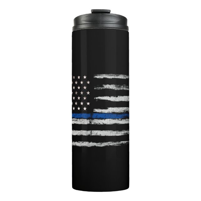 American Thin Blue Line flag Thermal Tumbler (Front)