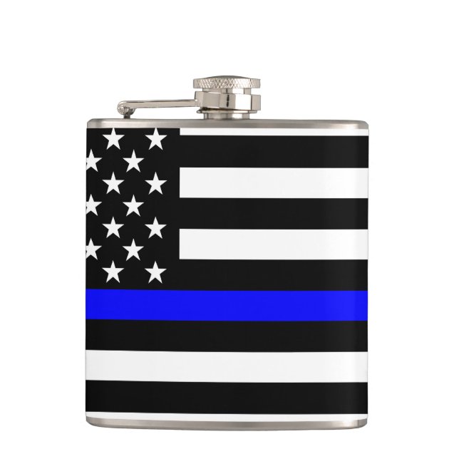 American Thin Blue Line Graphic Hip Flask (Front)