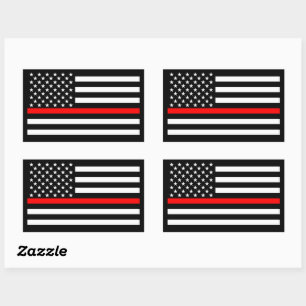 American Thin Red Line Decor Rectangular Sticker