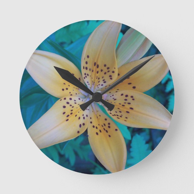 American Tiger Lily Round Clock (Front)