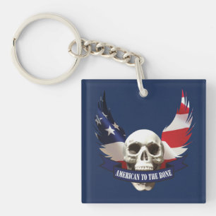 American to the Bone Skull Key Ring