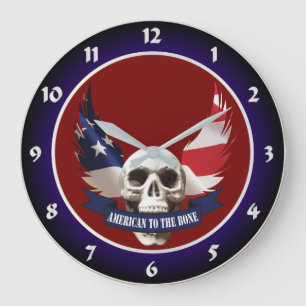 American to the Bone Skull Large Clock