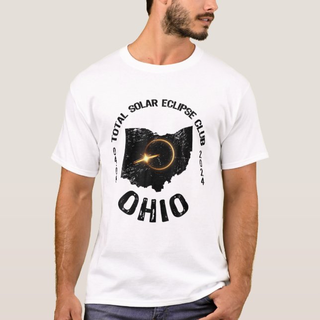 American Total Solar Eclipse Ohio 2024 Retro State T-Shirt (Front)