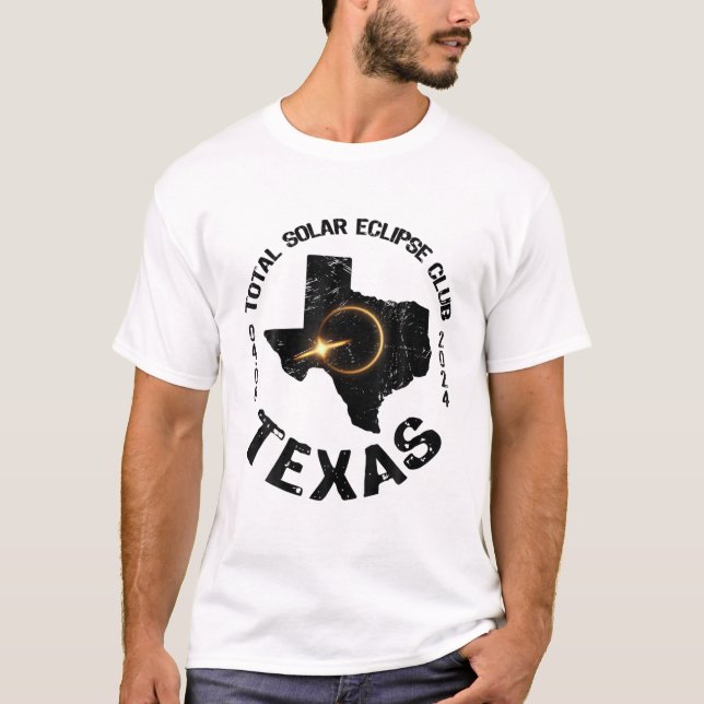 American Total Solar Eclipse Texas 2024 Retro Stat T-Shirt (Front)