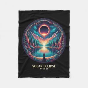 American Totality April 8 2024 Mystic Total Solar Fleece Blanket
