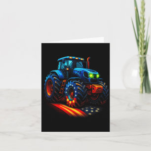 American Tractor - Patriotic Farmer USA Flag Card
