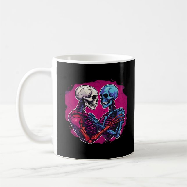 American Traditional Skeleton Holding Hands Tattoo Coffee Mug (Left)