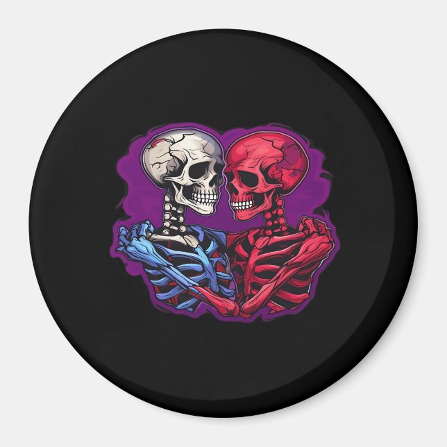 American Traditional Skeleton Holding Hands Tattoo Magnet (Front)