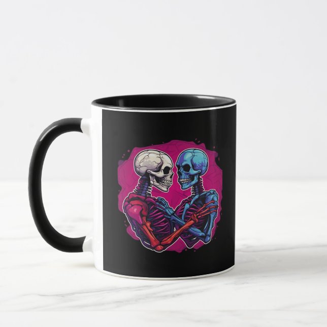 American Traditional Skeleton Holding Hands Tattoo Mug (Left)
