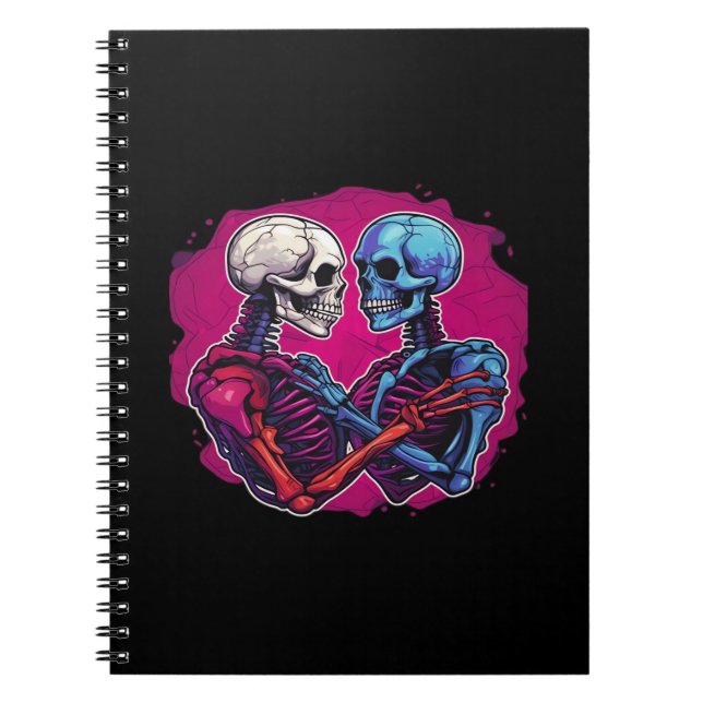 American Traditional Skeleton Holding Hands Tattoo Notebook (Front)
