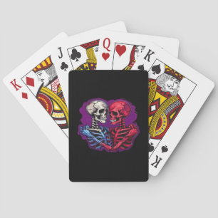 American Traditional Skeleton Holding Hands Tattoo Playing Cards