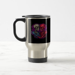 American Traditional Skeleton Holding Hands Tattoo Travel Mug
