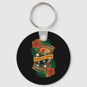 American Traditional Tattoo Old School Flash Skull Key Ring