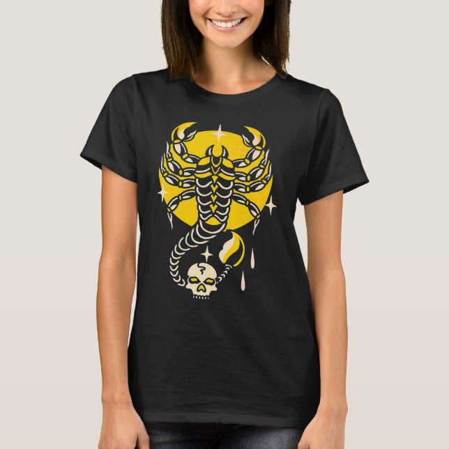 American Traditional Tattoo Scorpion Old School Fl T-Shirt (Front)