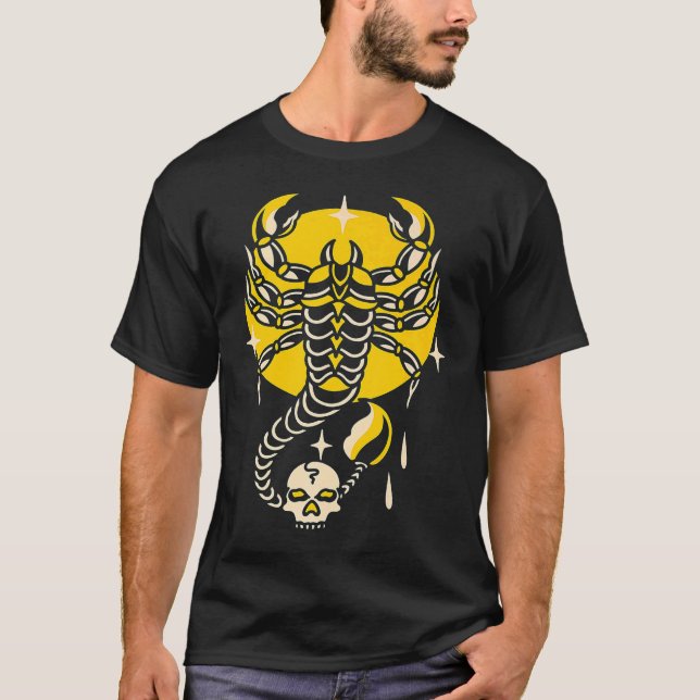 American Traditional Tattoo Scorpion Old School Fl T-Shirt (Front)
