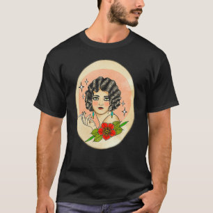 American Traditional Tattoo Smoking Lady Old Schoo T-Shirt