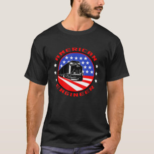 American Train Locomotive Engineer Us Flag 4th Of T-Shirt