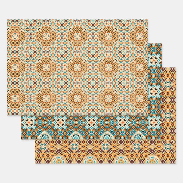 American Tribal Native Seamless Pattern Set No5 Wrapping Paper Sheet (Set)