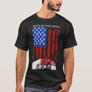 American Truck Driver American Flag commando  T-Shirt