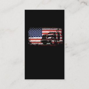 American Truck Driver US Flag 4th of July Trucker Business Card