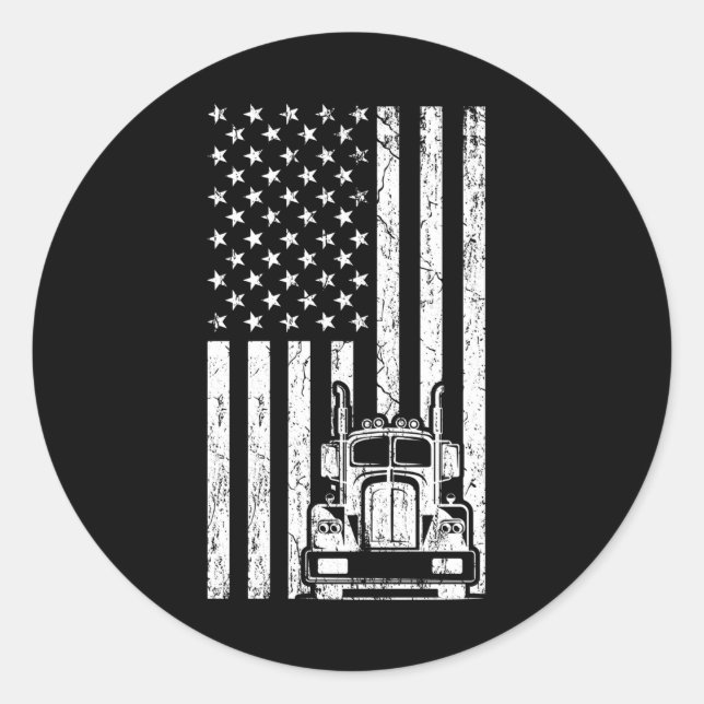 AMERICAN TRUCK FLAG Trucker Big Rig Truck Truck Classic Round Sticker (Front)