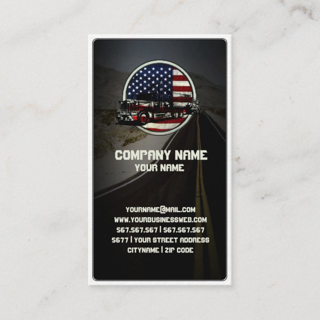 American Truck on Winding Old Road Business Card (Front)
