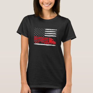 American Trucker Usa Flag Truck Driver Driving Tra T-Shirt