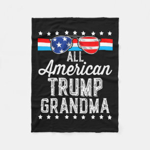 American Trump Grandma American Flag Sungles Trump Fleece Blanket