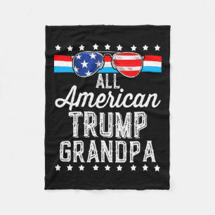 American Trump Grandpa American Flag Sungles Trump Fleece Blanket