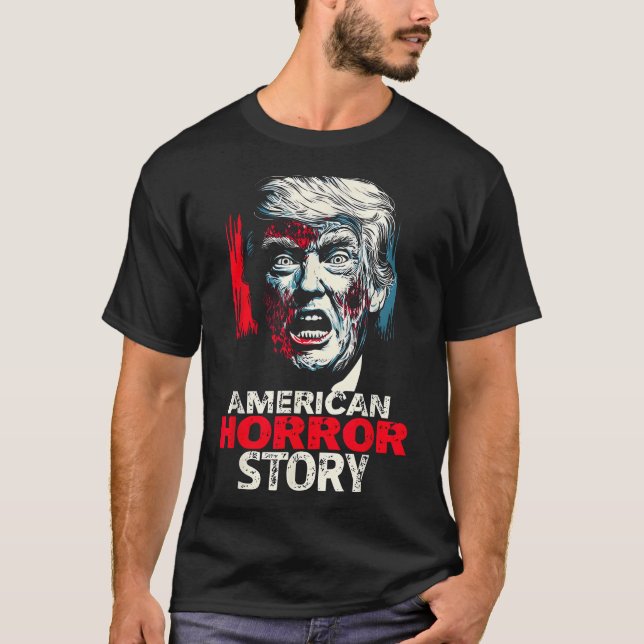 American Trump Zombie Horror Story Halloween  T-Shirt (Front)
